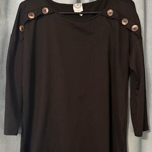 Elegant Black Button-Accent Women's Blouse